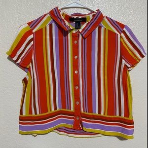 Forever 21 Multicolor Cropped Button-up Top
